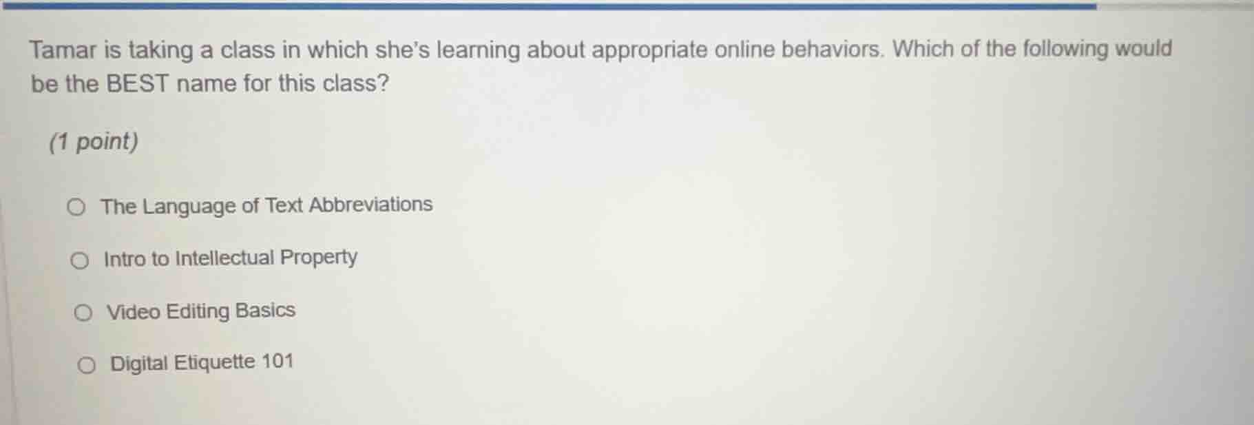 tamar is taking a class in which she’s learning about appropriate onlin…