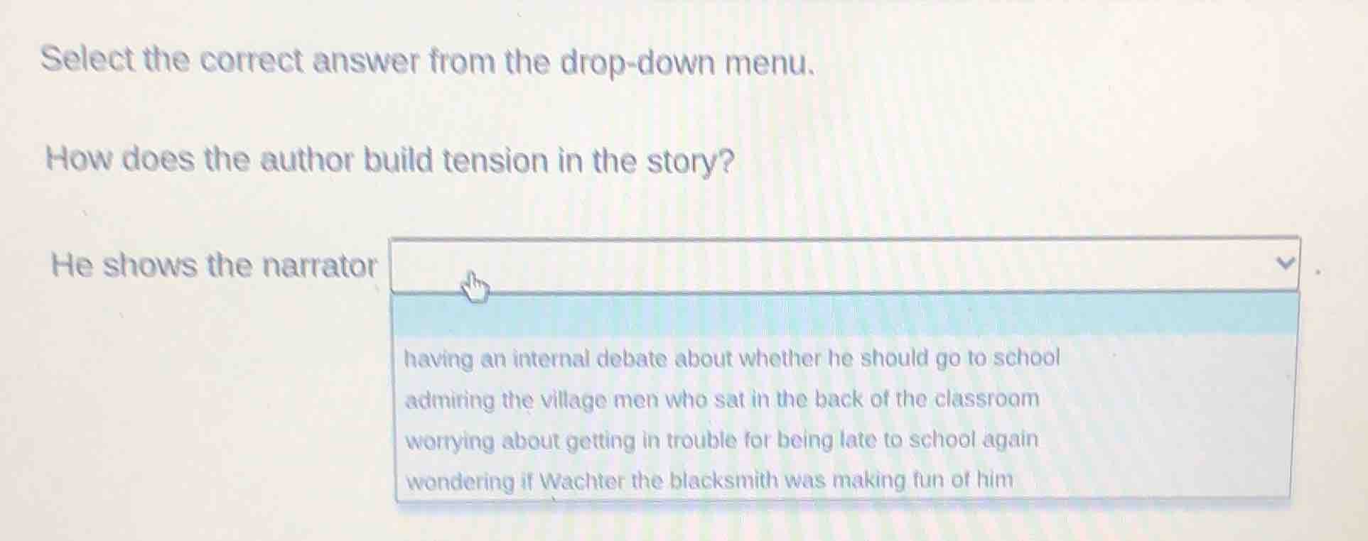 select the correct answer from the drop - down menu. how does the autho…