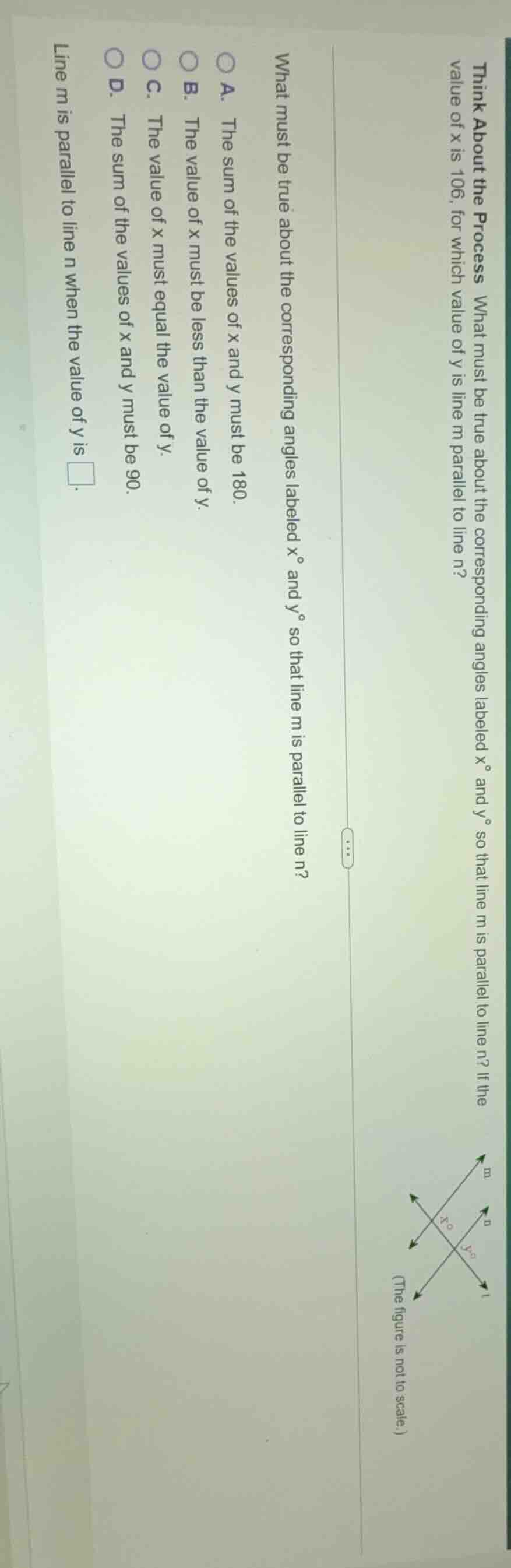 think about the process what must be true about the corresponding angle…