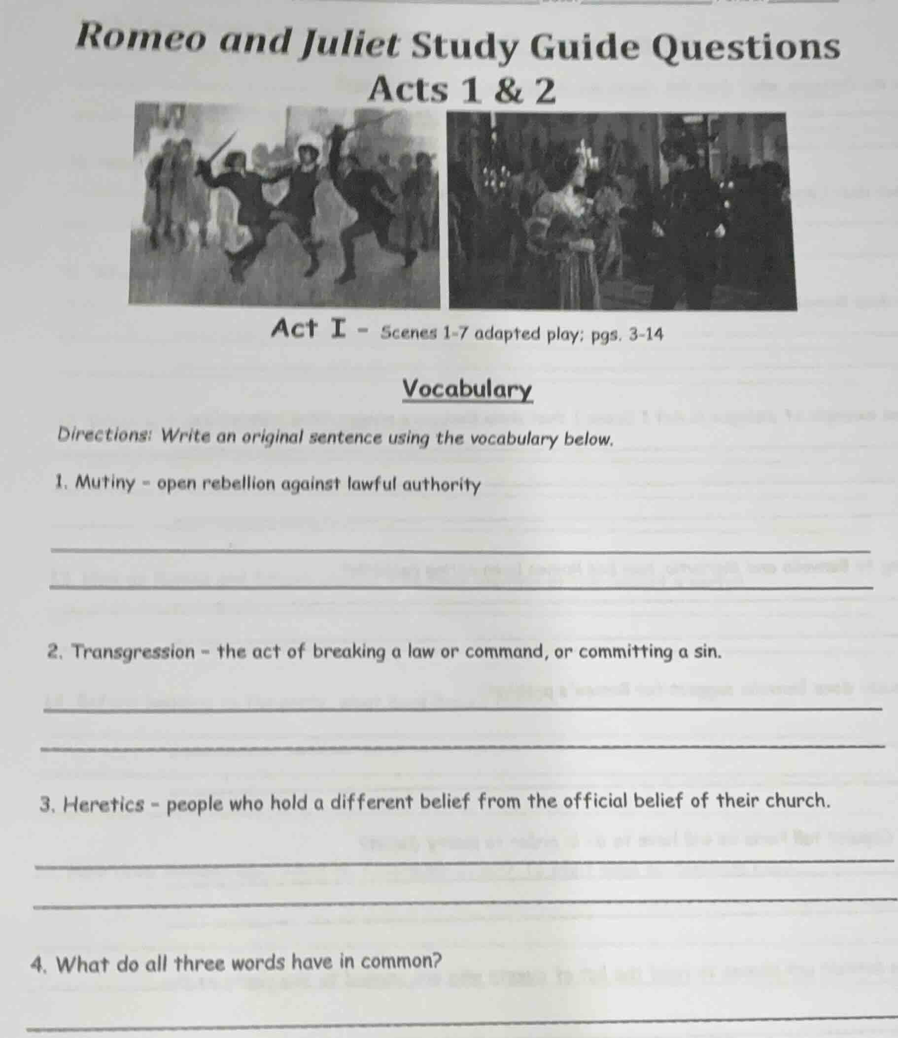 romeo and juliet study guide questions acts 1 & 2 act i - scenes 1-7 ad…