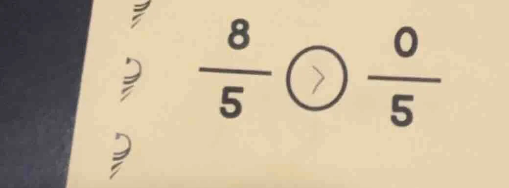 (\frac{8}{5}) (gt) (\frac{0}{5})