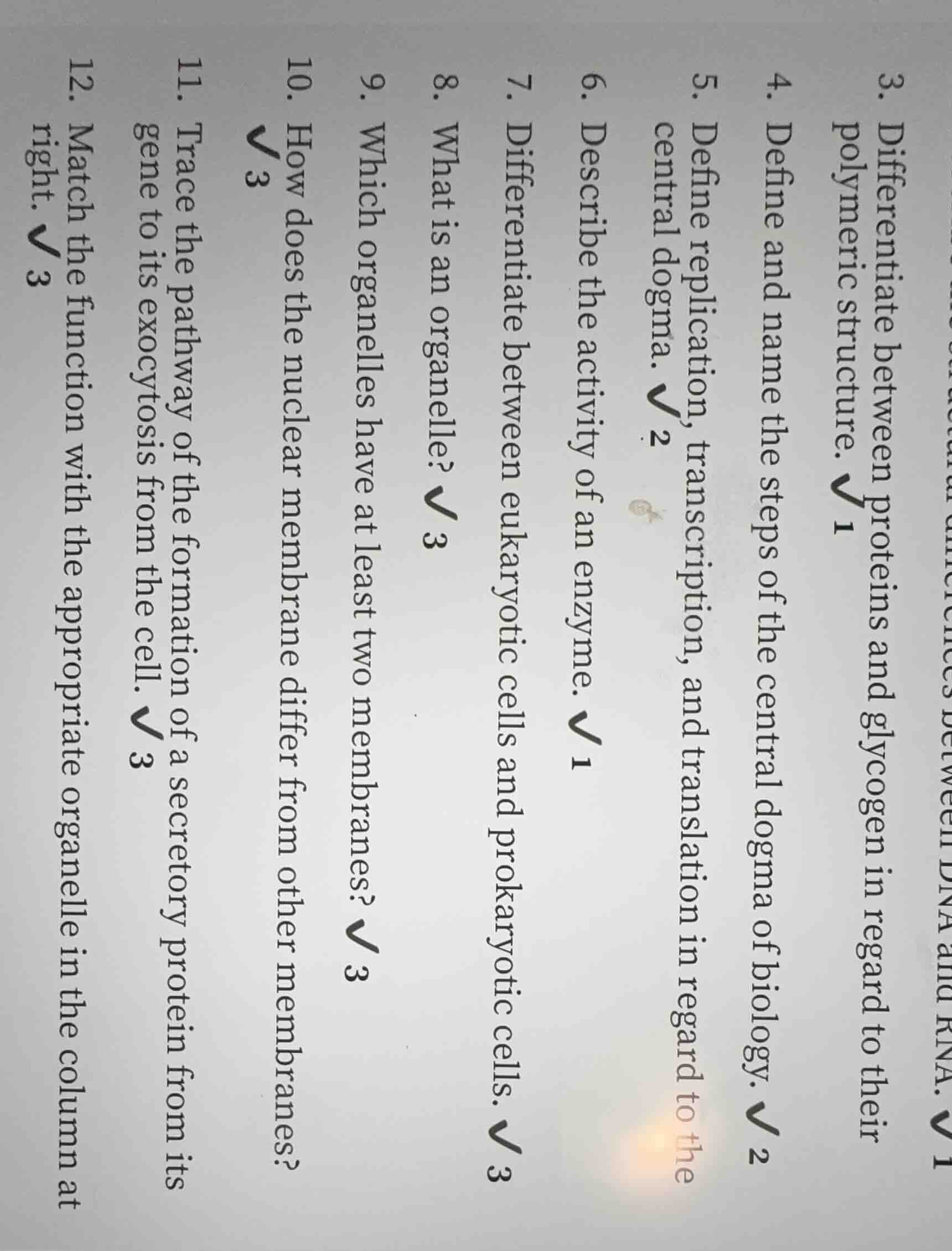 3. differentiate between proteins and glycogen in regard to their polym…