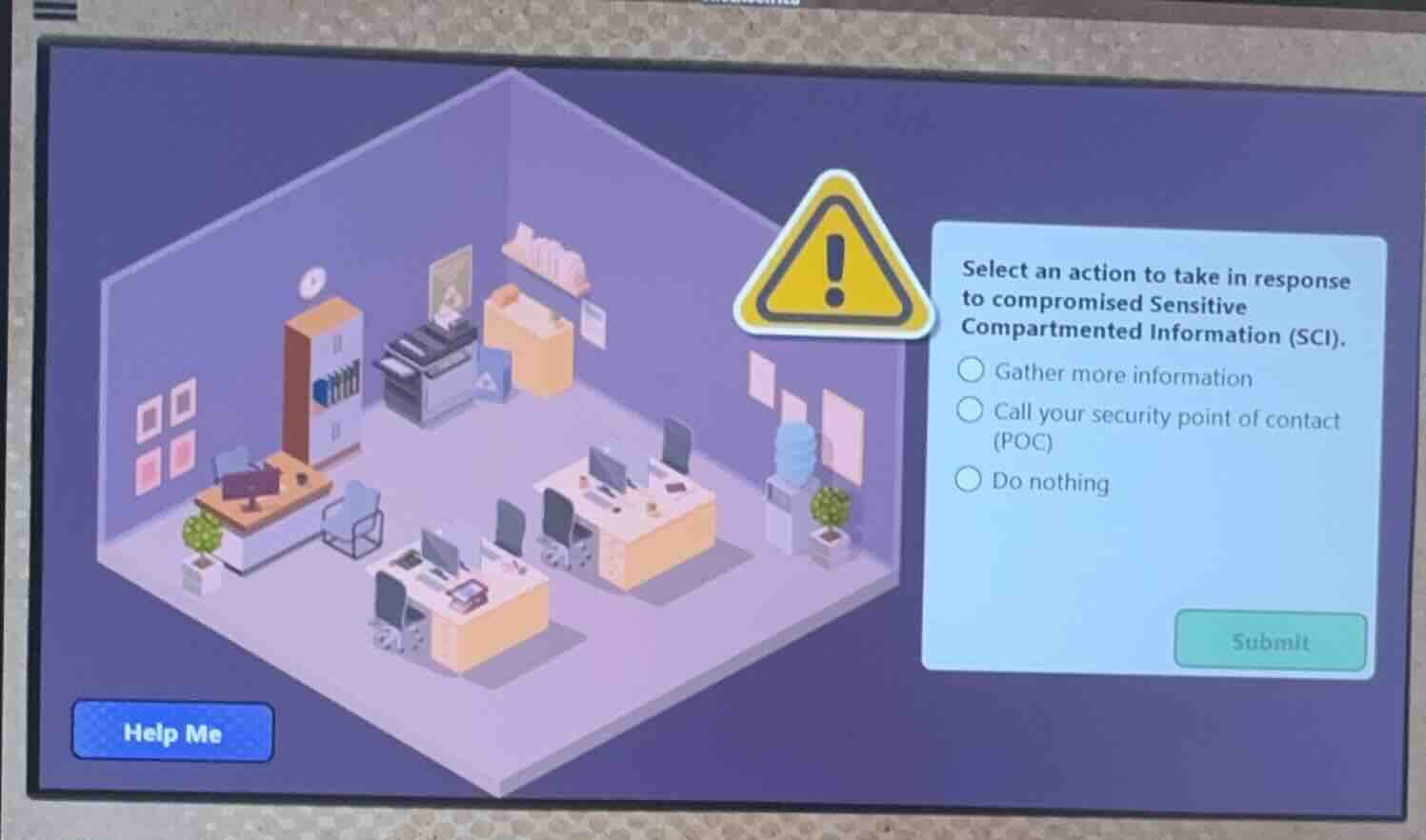 select an action to take in response to compromised sensitive compartme…