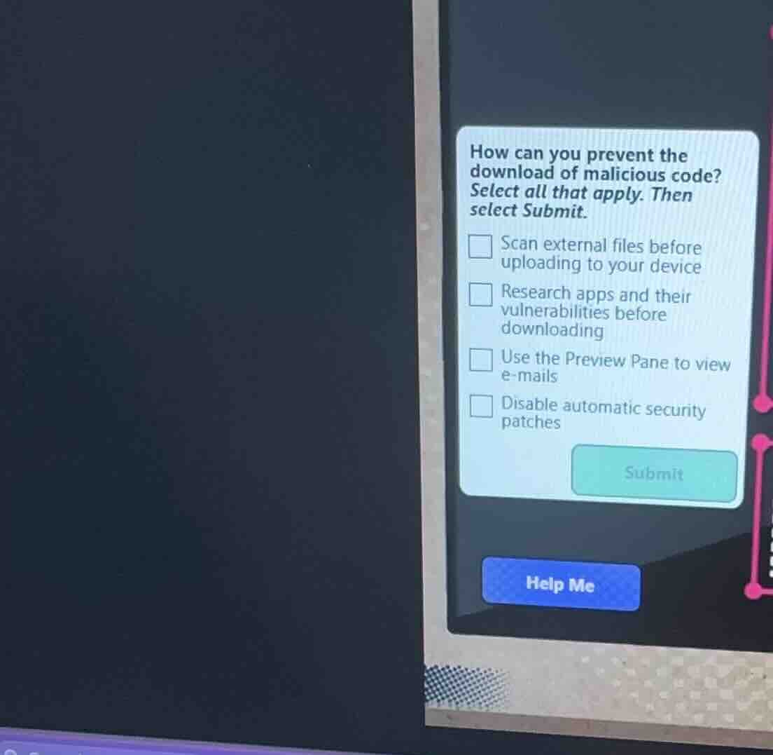 how can you prevent the download of malicious code? select all that app…