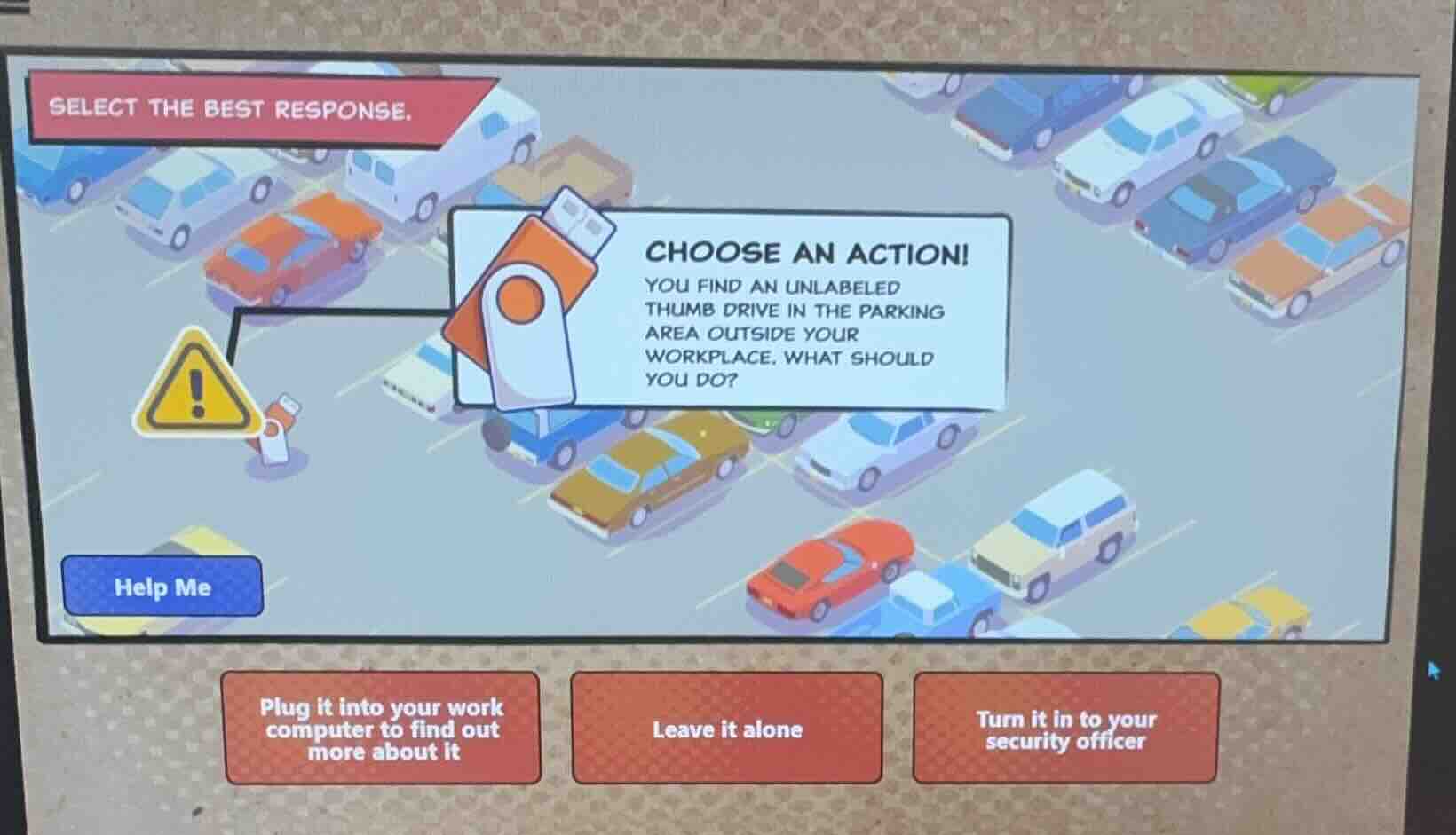 select the best response. choose an action! you find an unlabeled thumb…