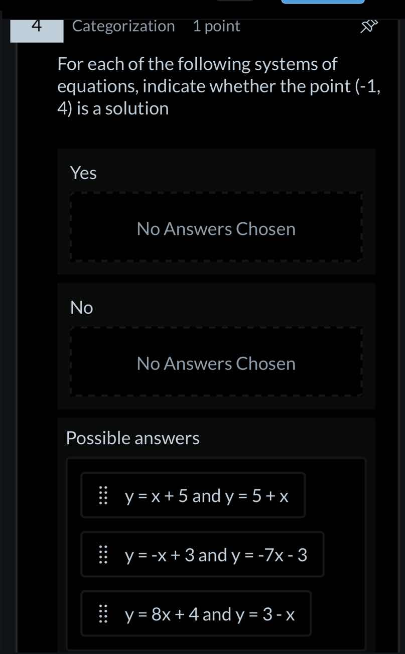 for each of the following systems of equations, indicate whether the po…