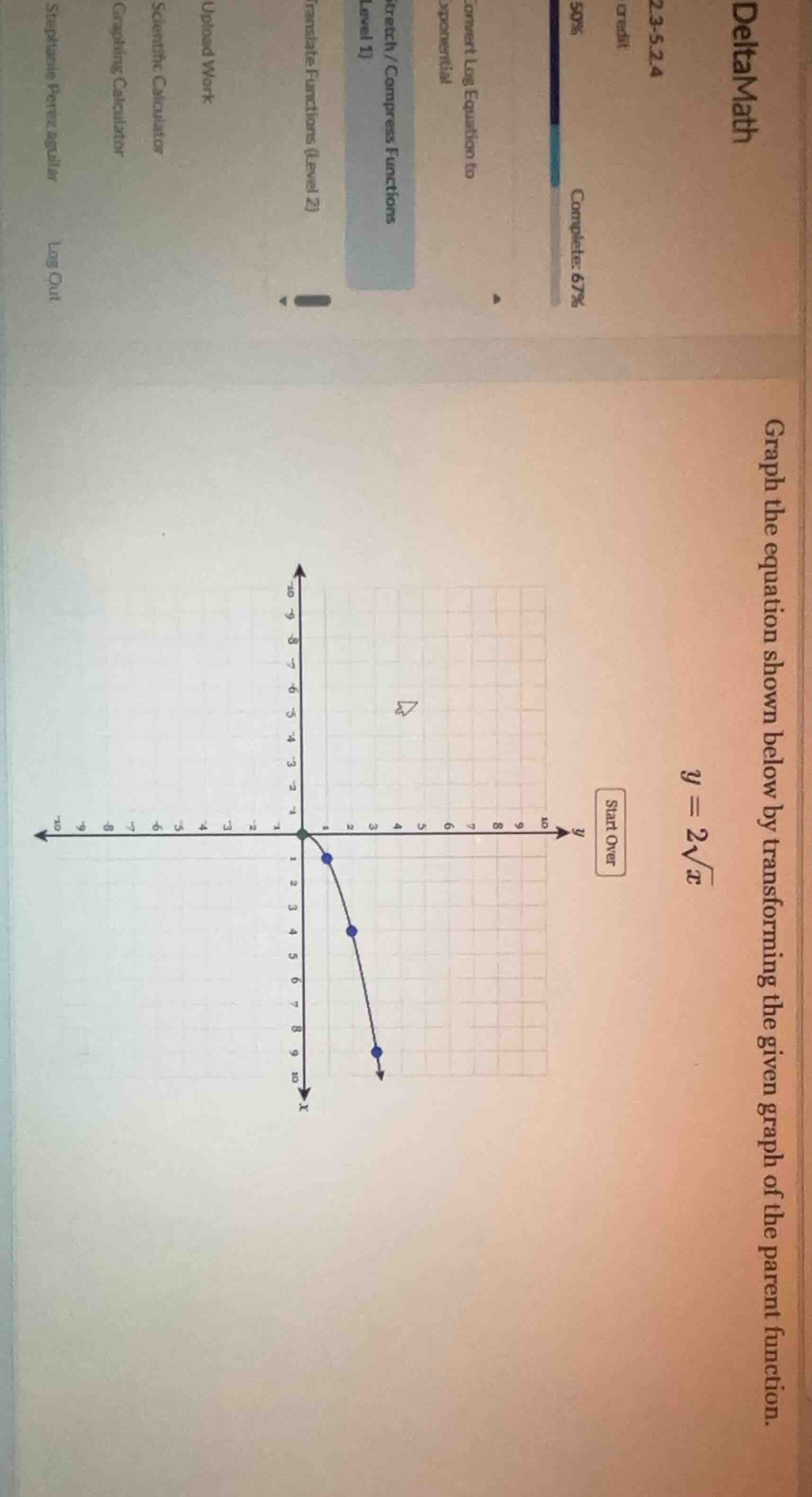 deltamath 23-5-2.4 credit 50% complete: 67% convert log equation to exp…