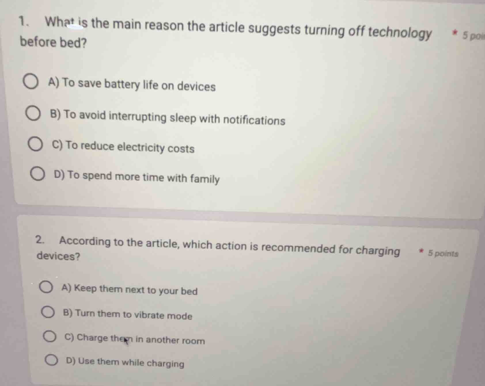 1. what is the main reason the article suggests turning off technology …