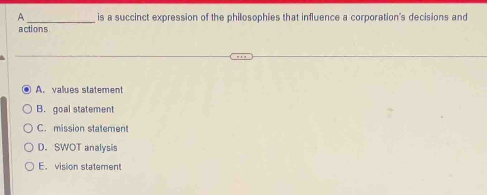 a _________ is a succinct expression of the philosophies that influence…