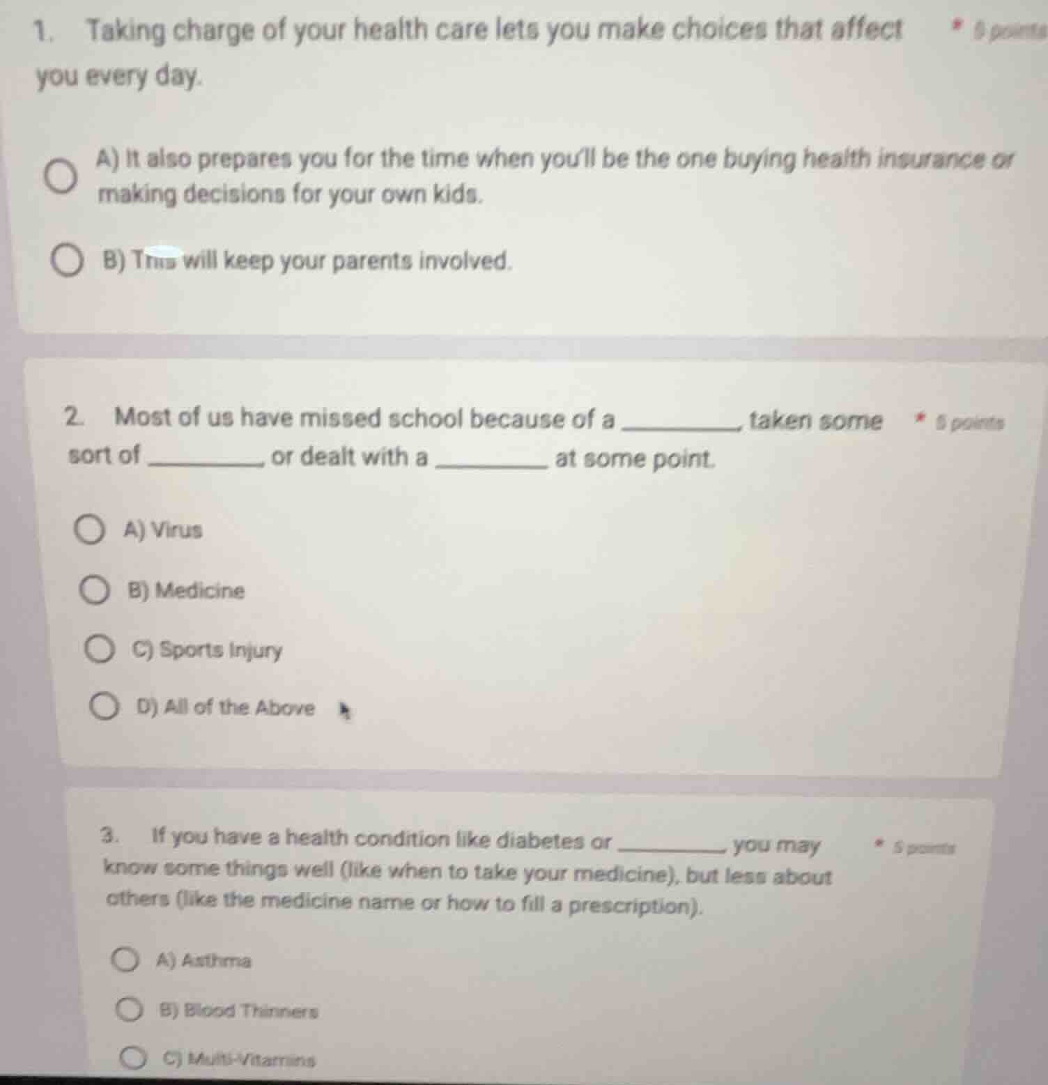 1. taking charge of your health care lets you make choices that affect …