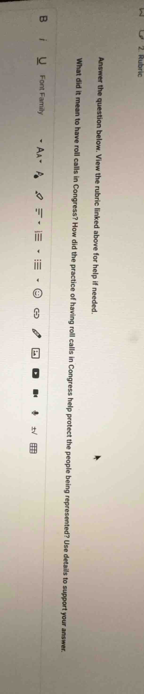 answer the question below. view the rubric linked above for help if nee…