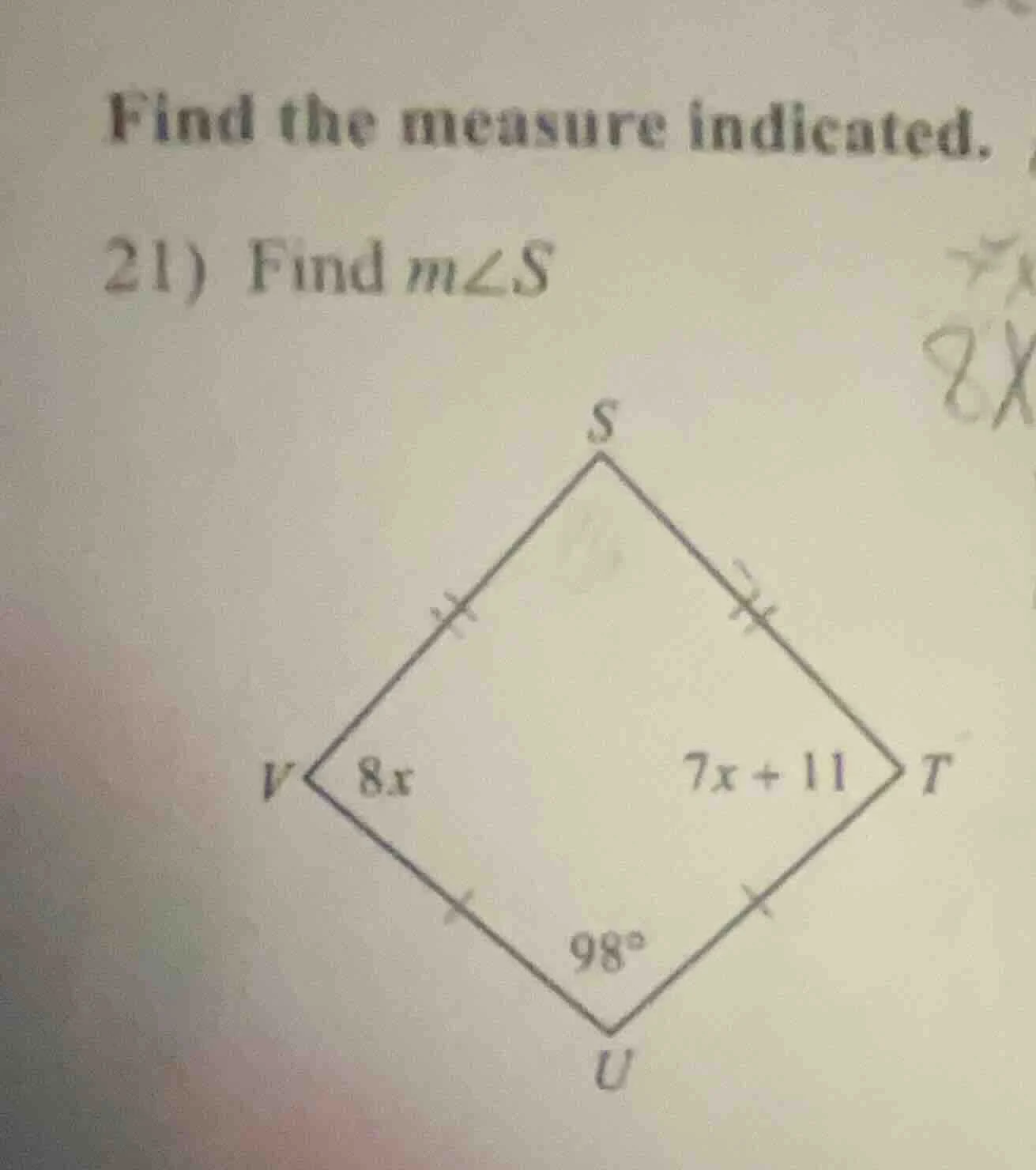 find the measure indicated. 21) find ( mangle s )