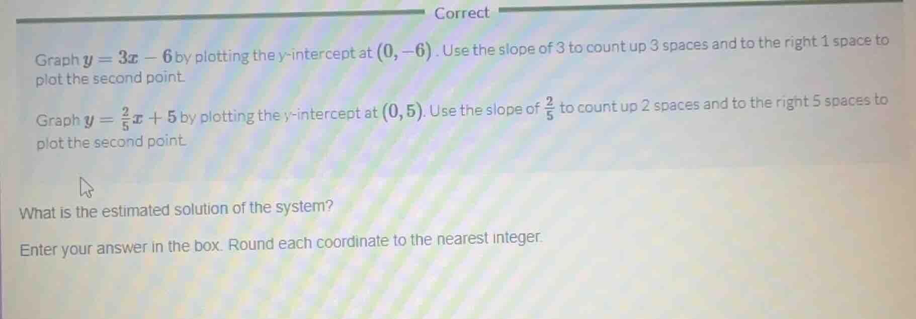 graph $y = 3x - 6$ by plotting the $y$-intercept at $(0, -6)$. use the …