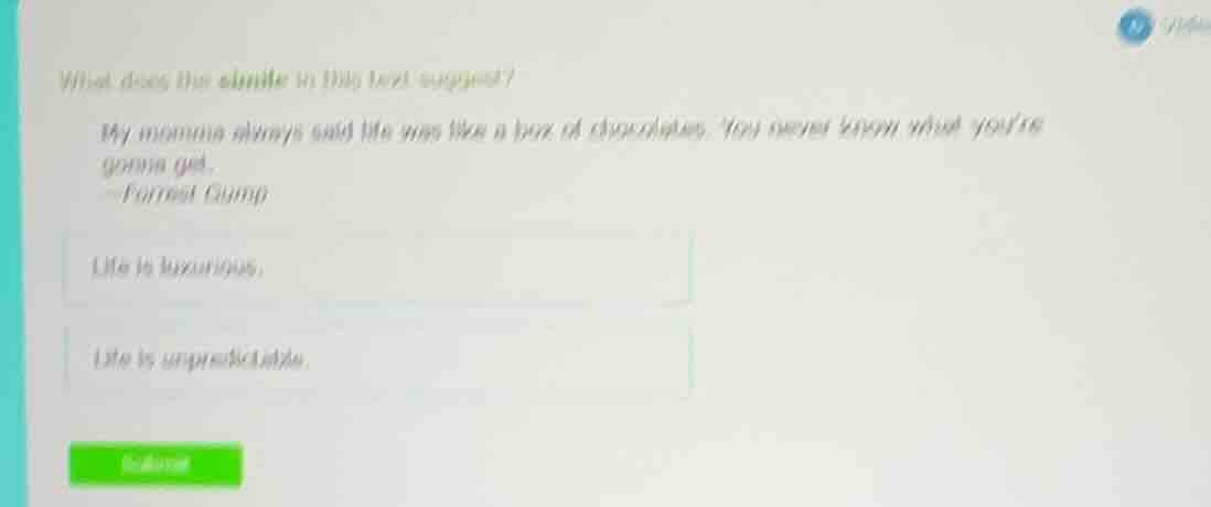 what does the simile in this text suggest? my momma always said life wa…