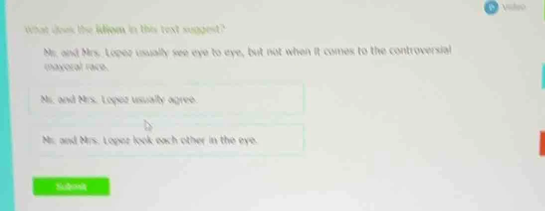 what does the idiom in this text suggest? mr. and mrs. lopez usually se…