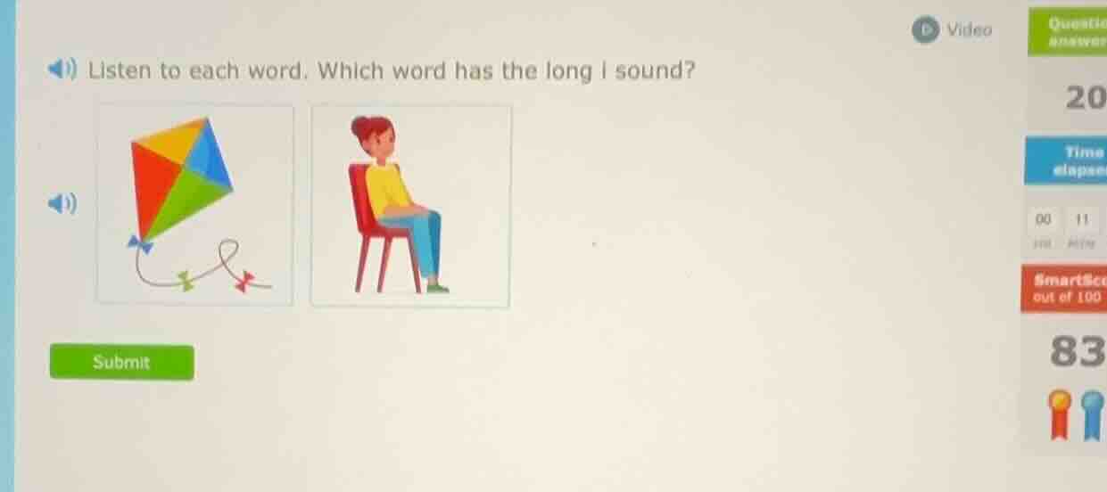 listen to each word. which word has the long i sound?