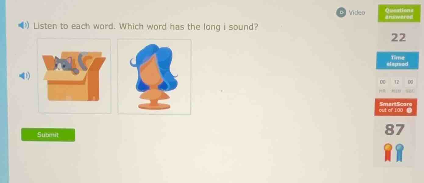 listen to each word. which word has the long i sound?