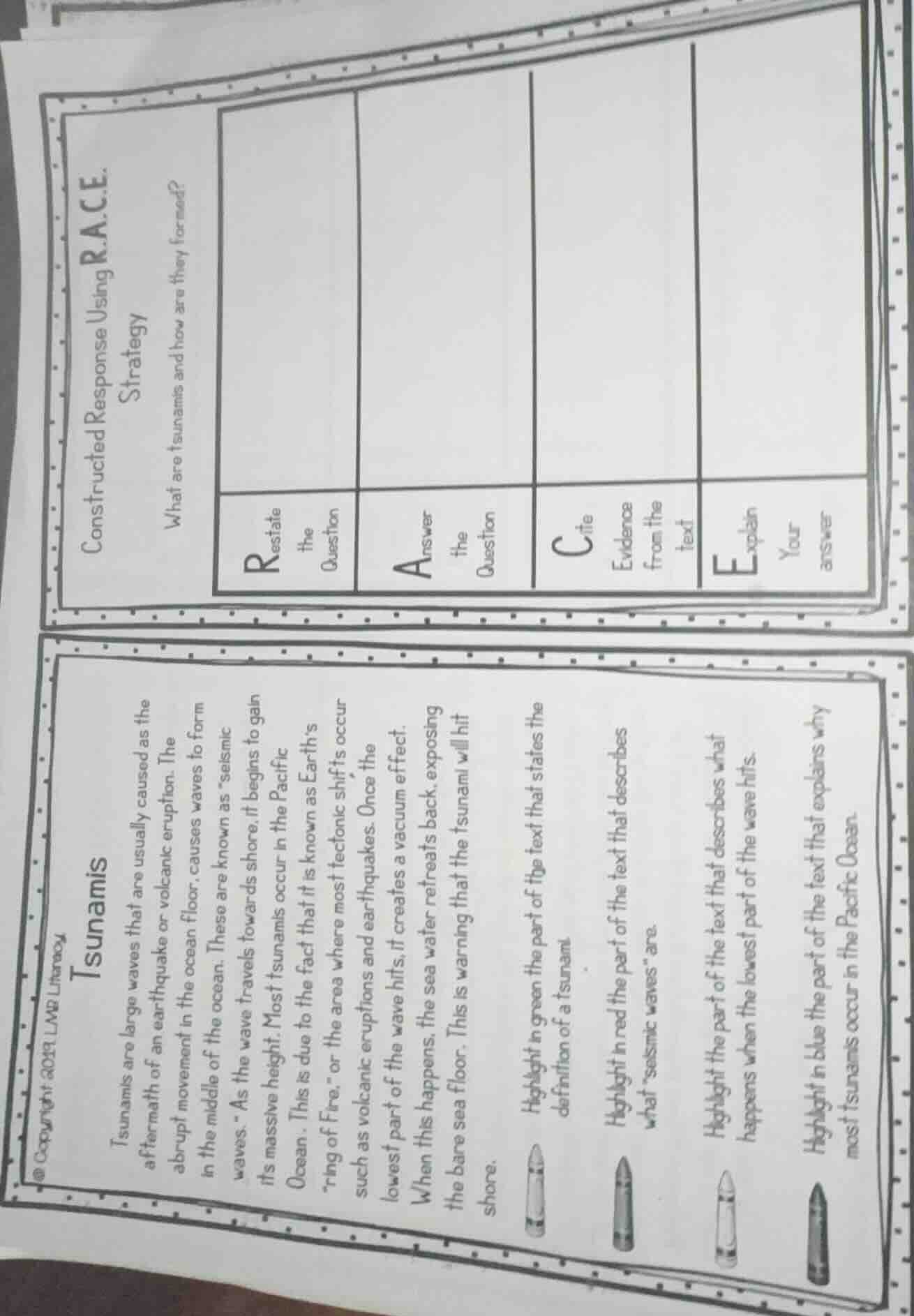constructed response using r.a.c.e. strategy what are tsunamis and how …