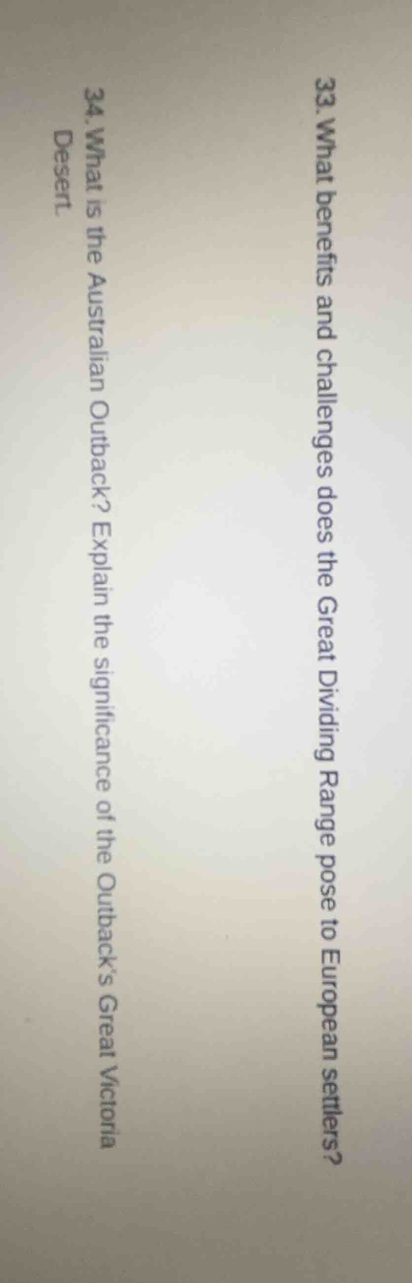 33. what benefits and challenges does the great dividing range pose to …