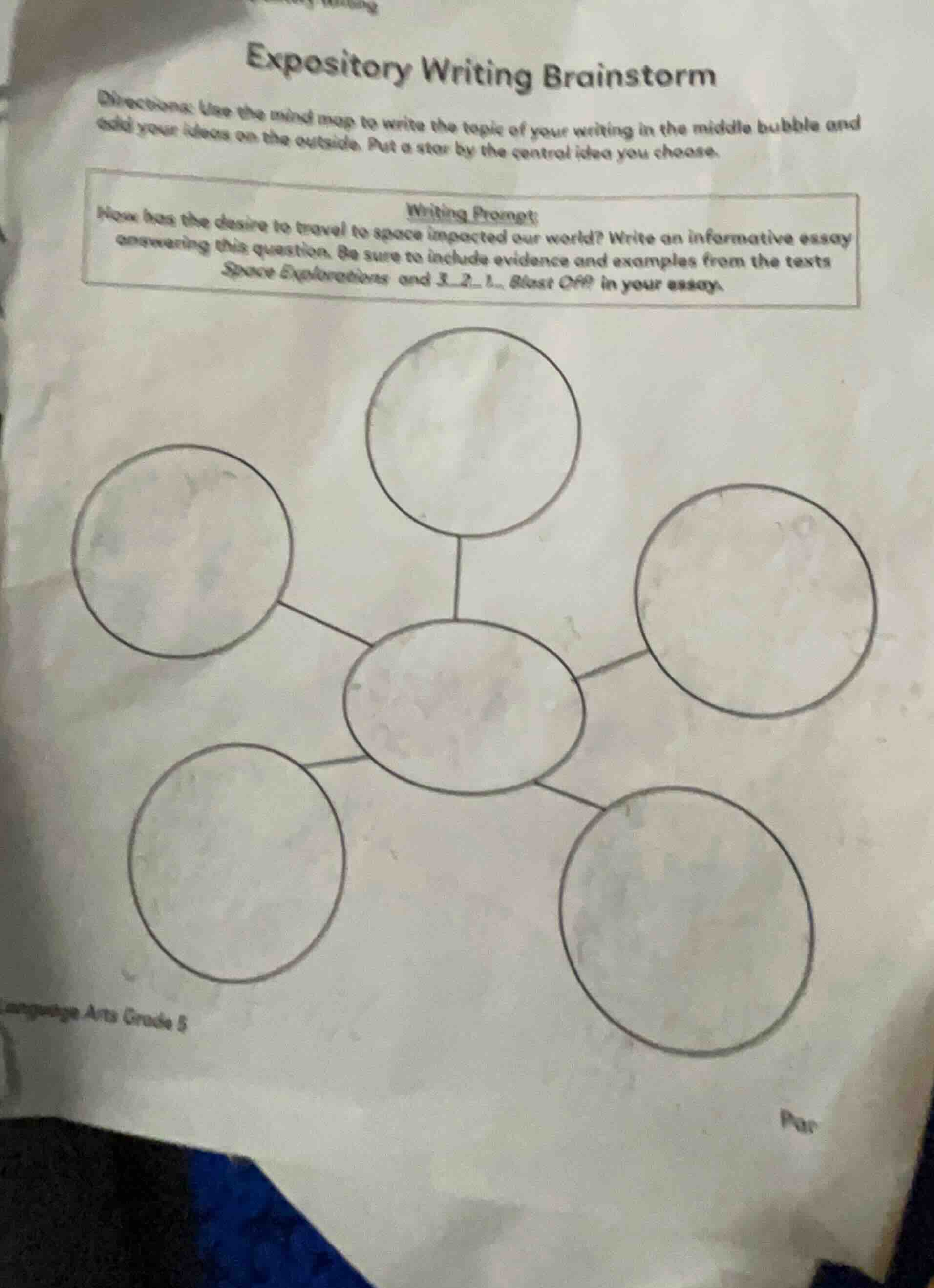 expository writing brainstorm directions: use the mind map to write the…