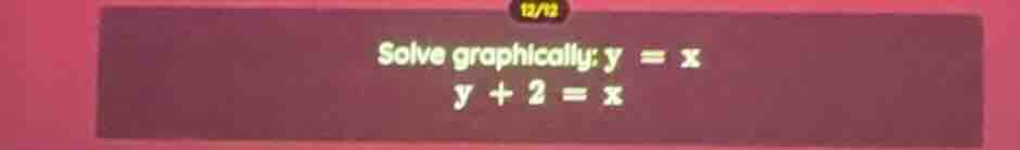 solve graphically: y = x\ y + 2 = x