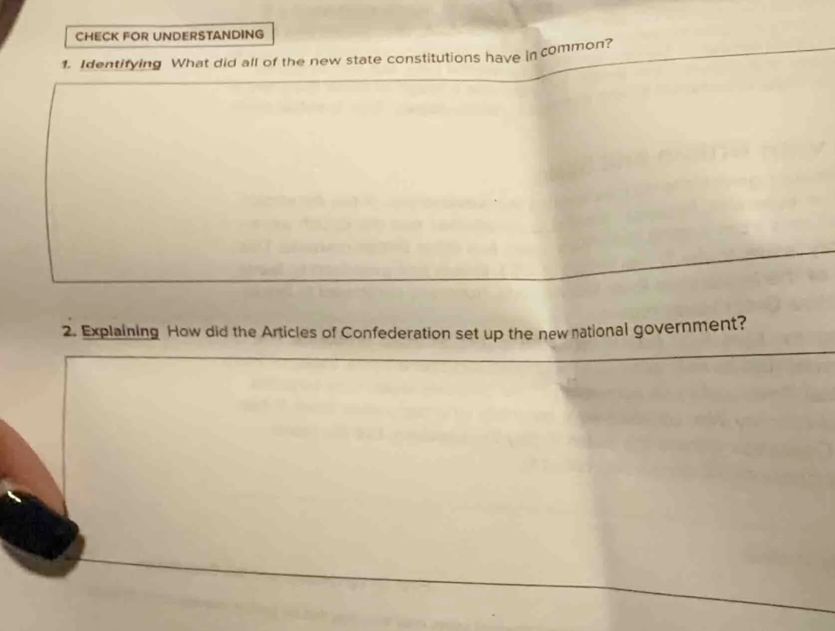 check for understanding 1. identifying what did all of the new state co…