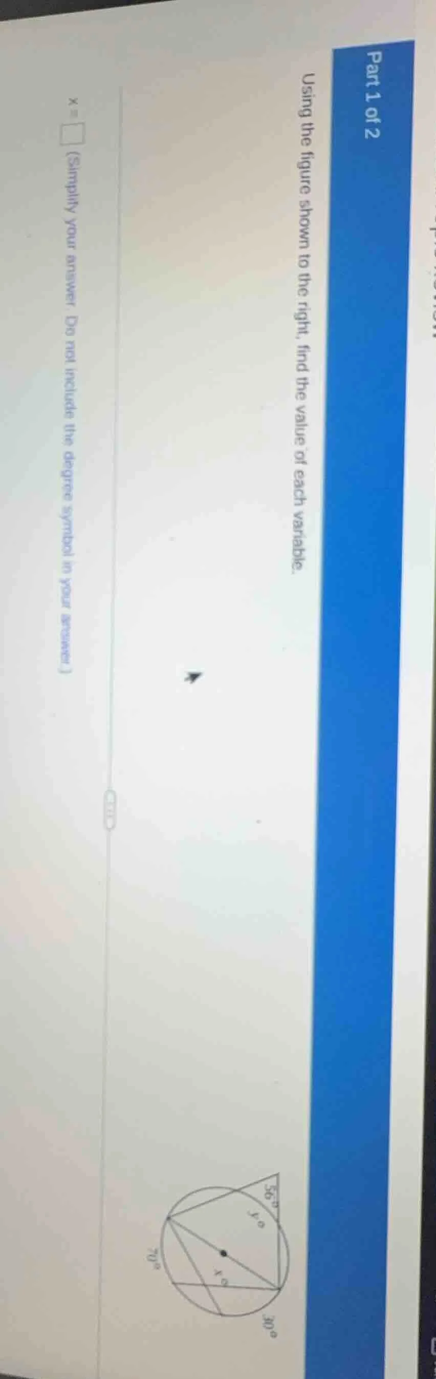 part 1 of 2 using the figure shown to the right, find the value of each…