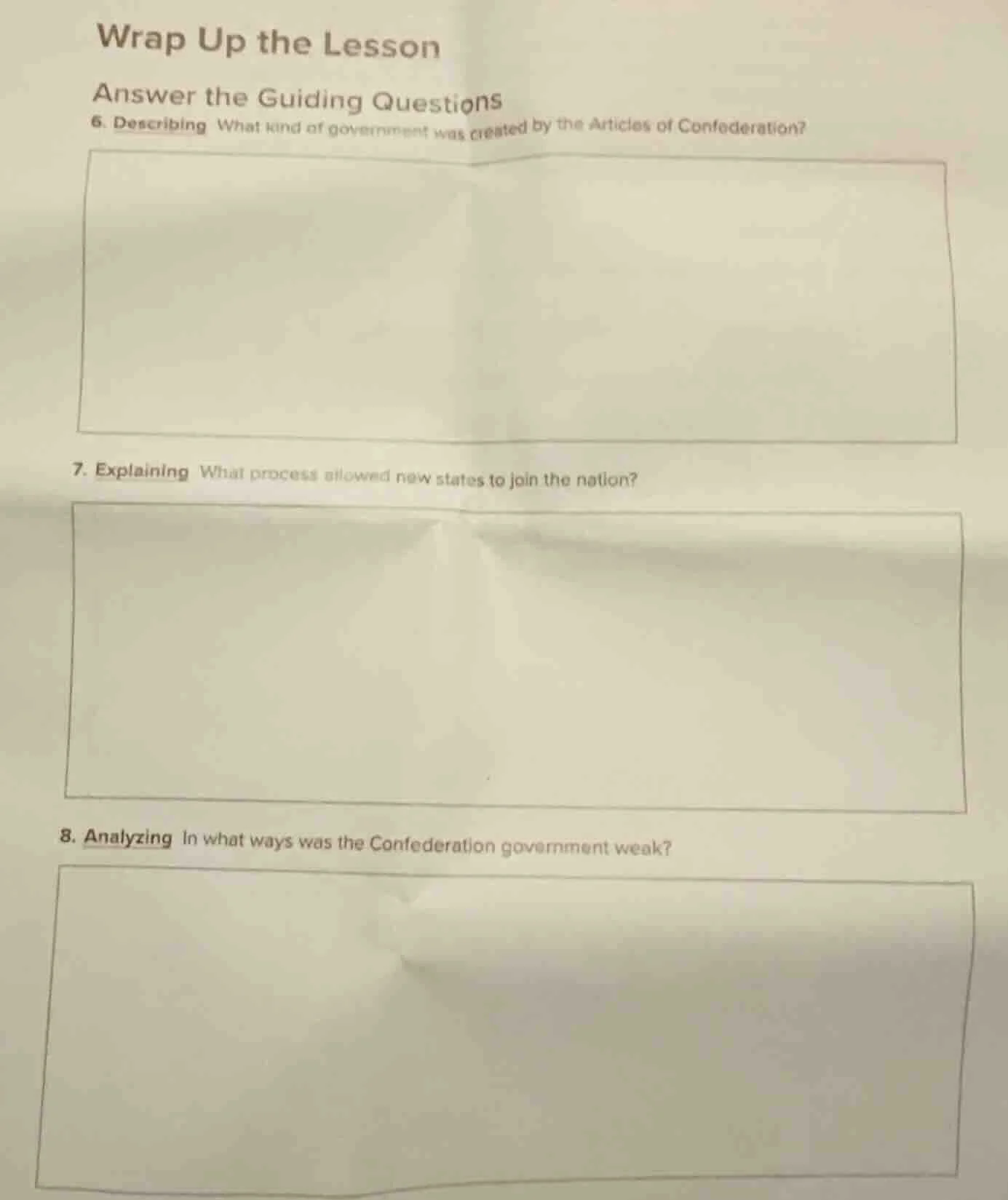 wrap up the lesson answer the guiding questions 6. describing what kind…