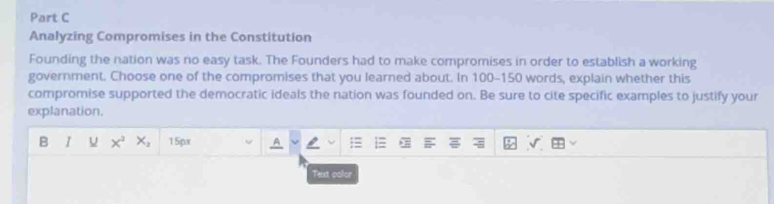 part c analyzing compromises in the constitution founding the nation wa…
