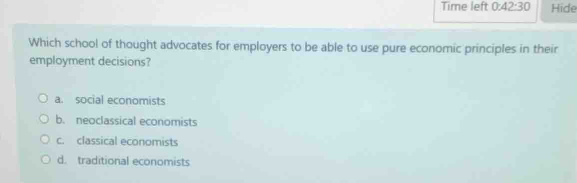 which school of thought advocates for employers to be able to use pure …