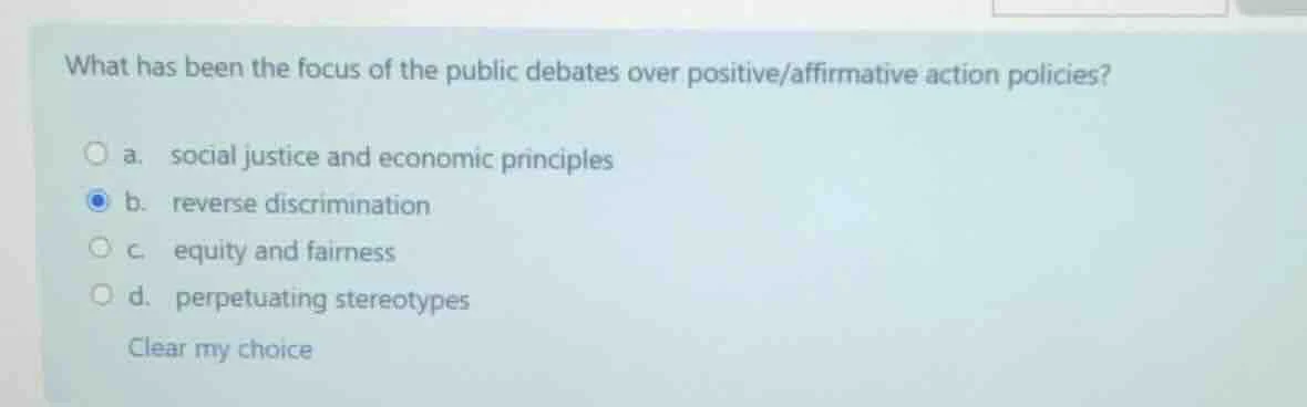 what has been the focus of the public debates over positive/affirmative…