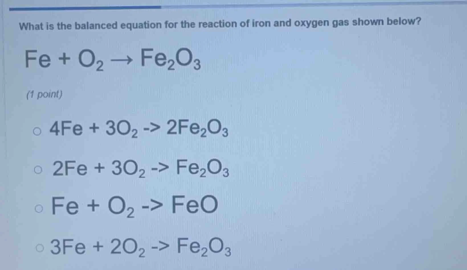 what is the balanced equation for the reaction of iron and oxygen gas s…