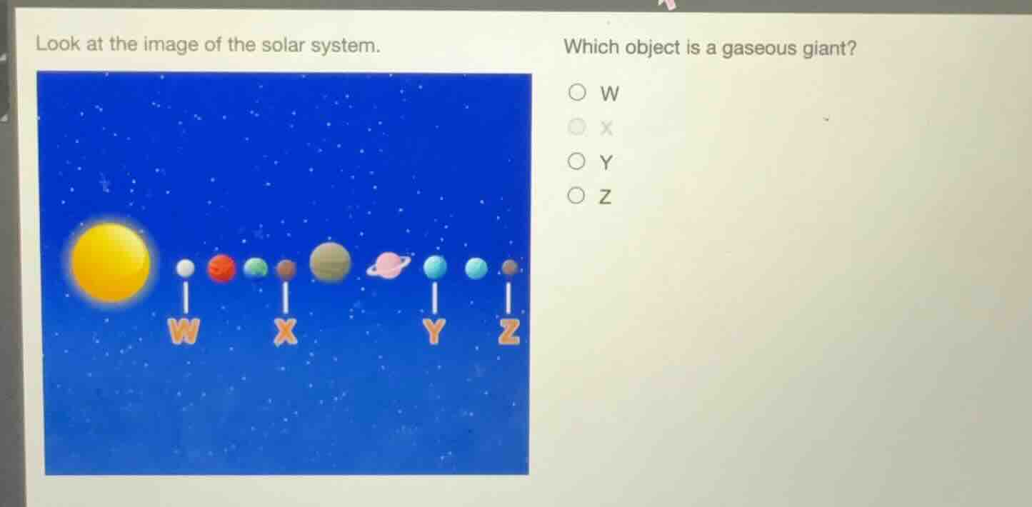 look at the image of the solar system. which object is a gaseous giant?…