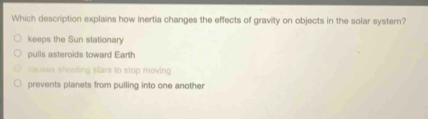 which description explains how inertia changes the effects of gravity o…