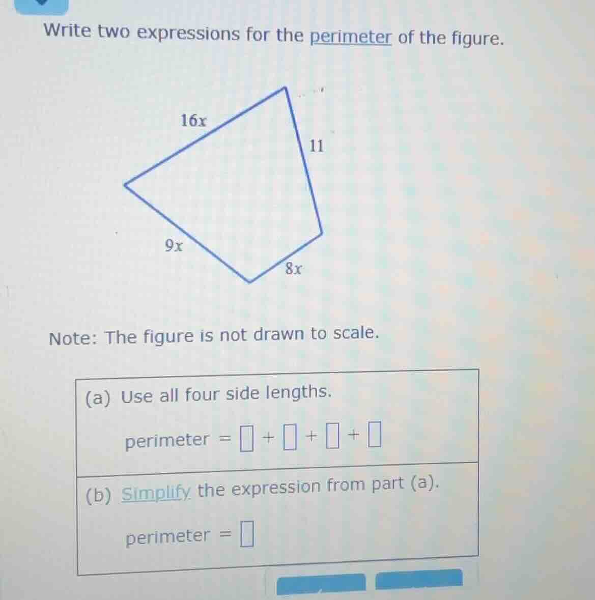 write two expressions for the perimeter of the figure. note: the figure…