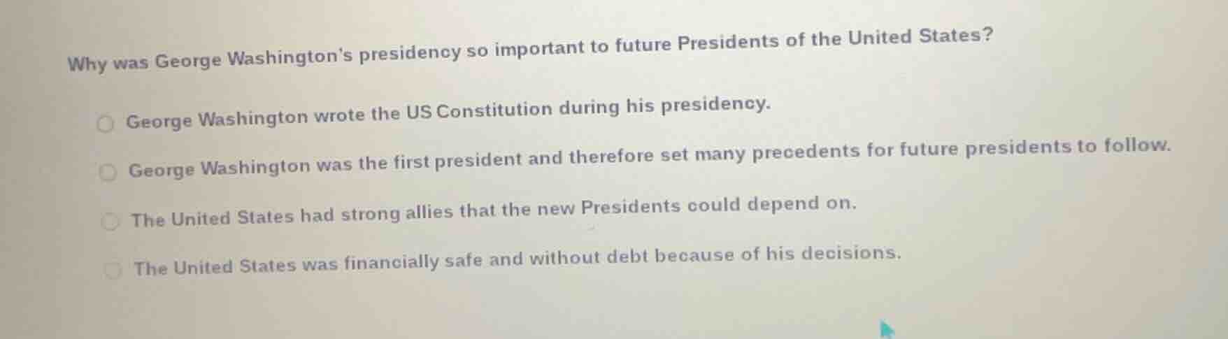 why was george washingtons presidency so important to future presidents…