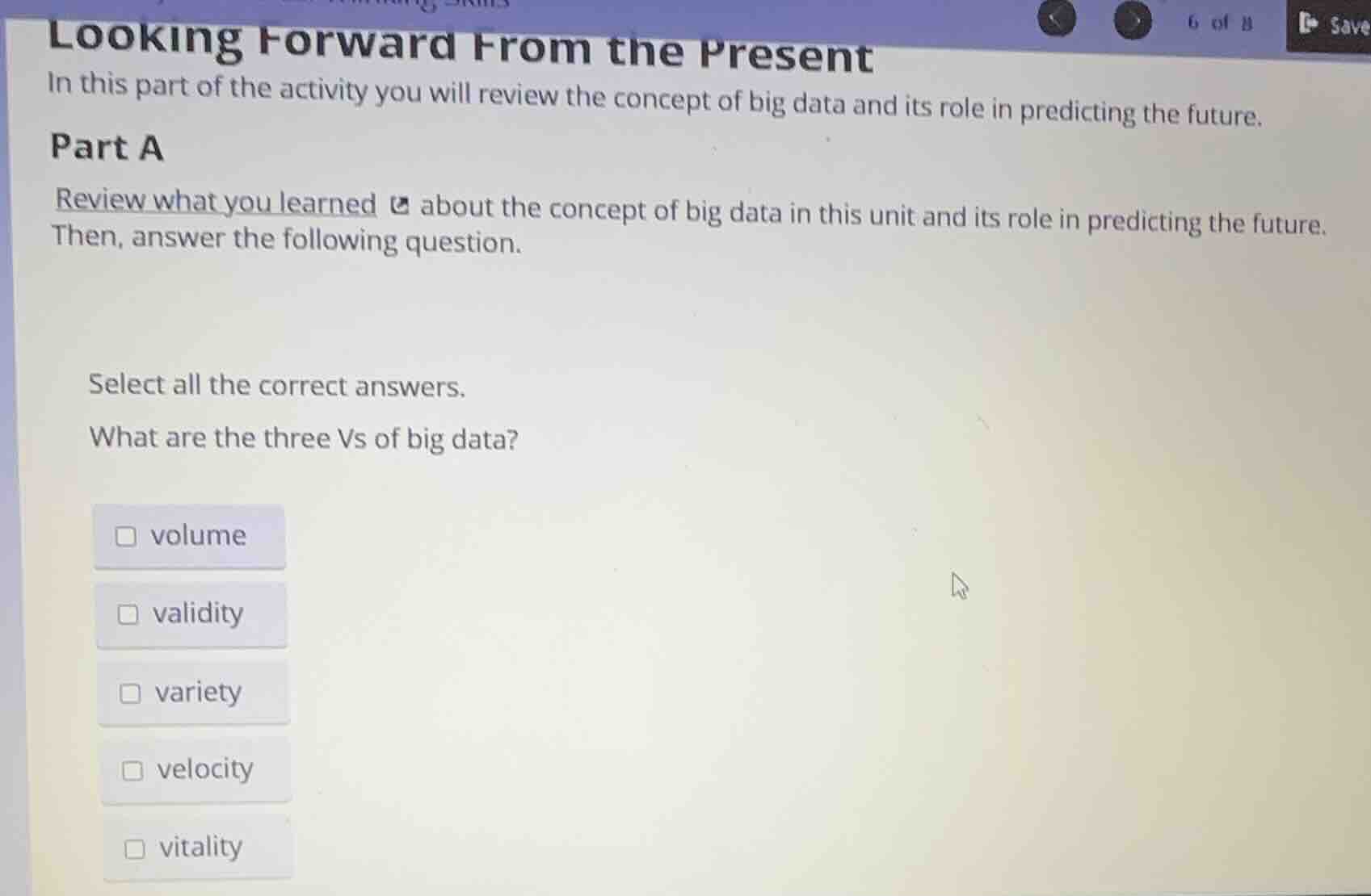 looking forward from the present in this part of the activity you will …