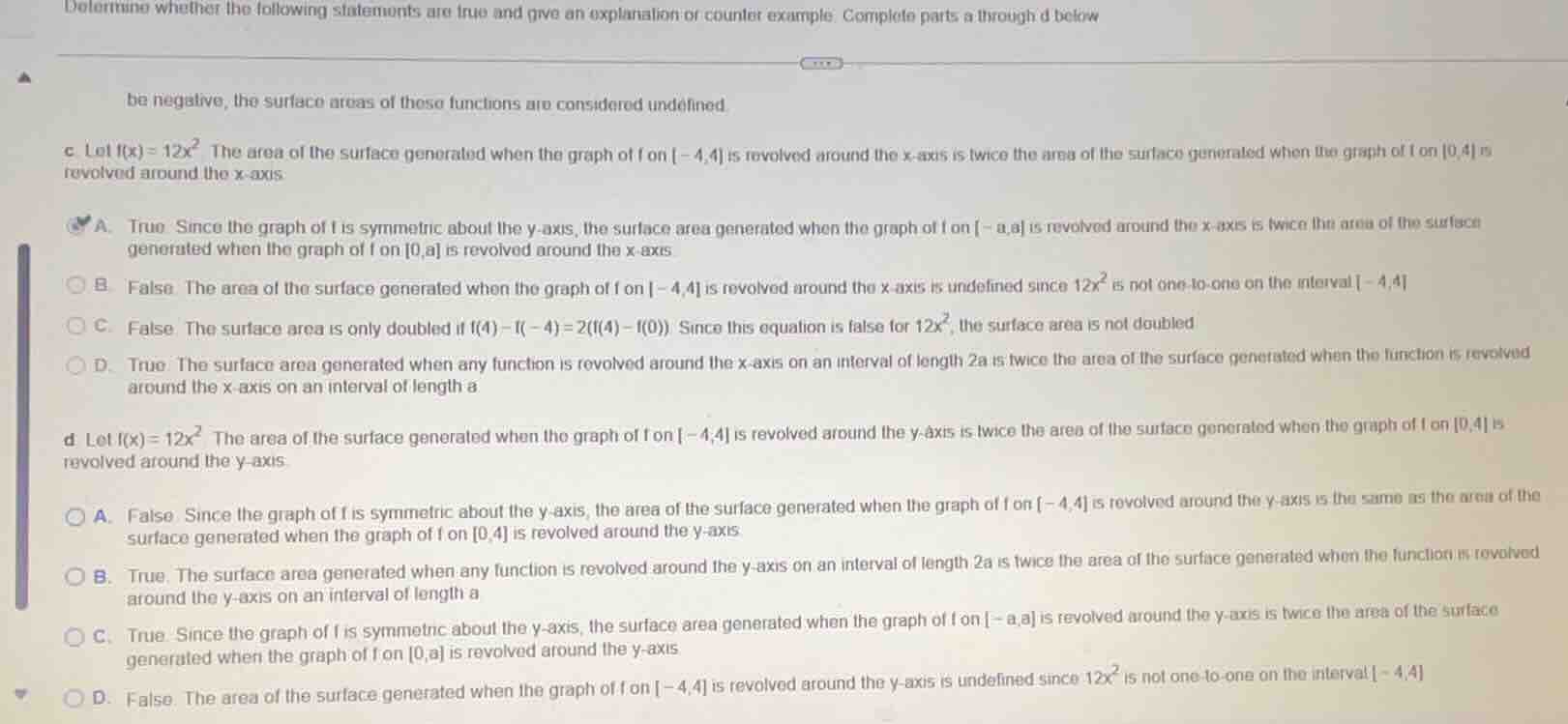 determine whether the following statements are true and give an explana…