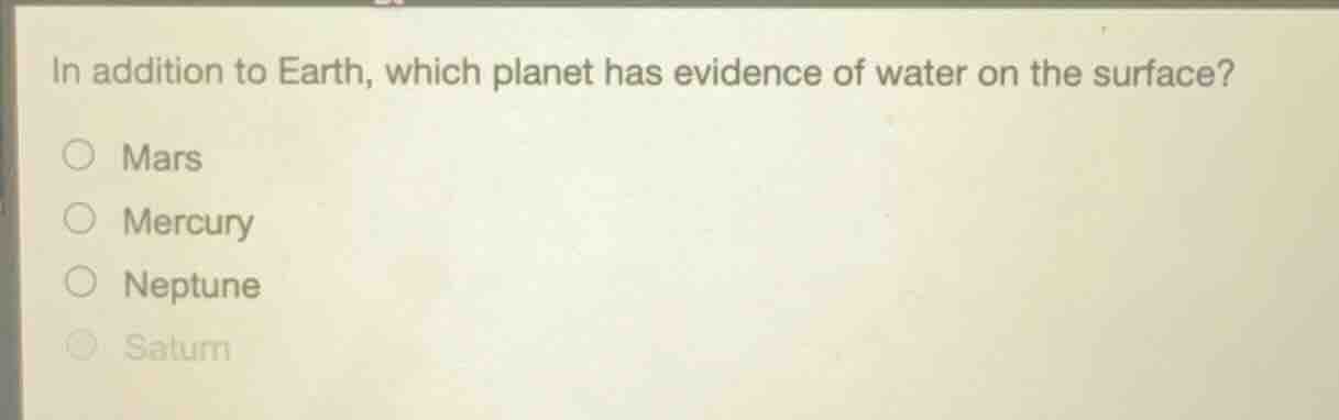 in addition to earth, which planet has evidence of water on the surface…
