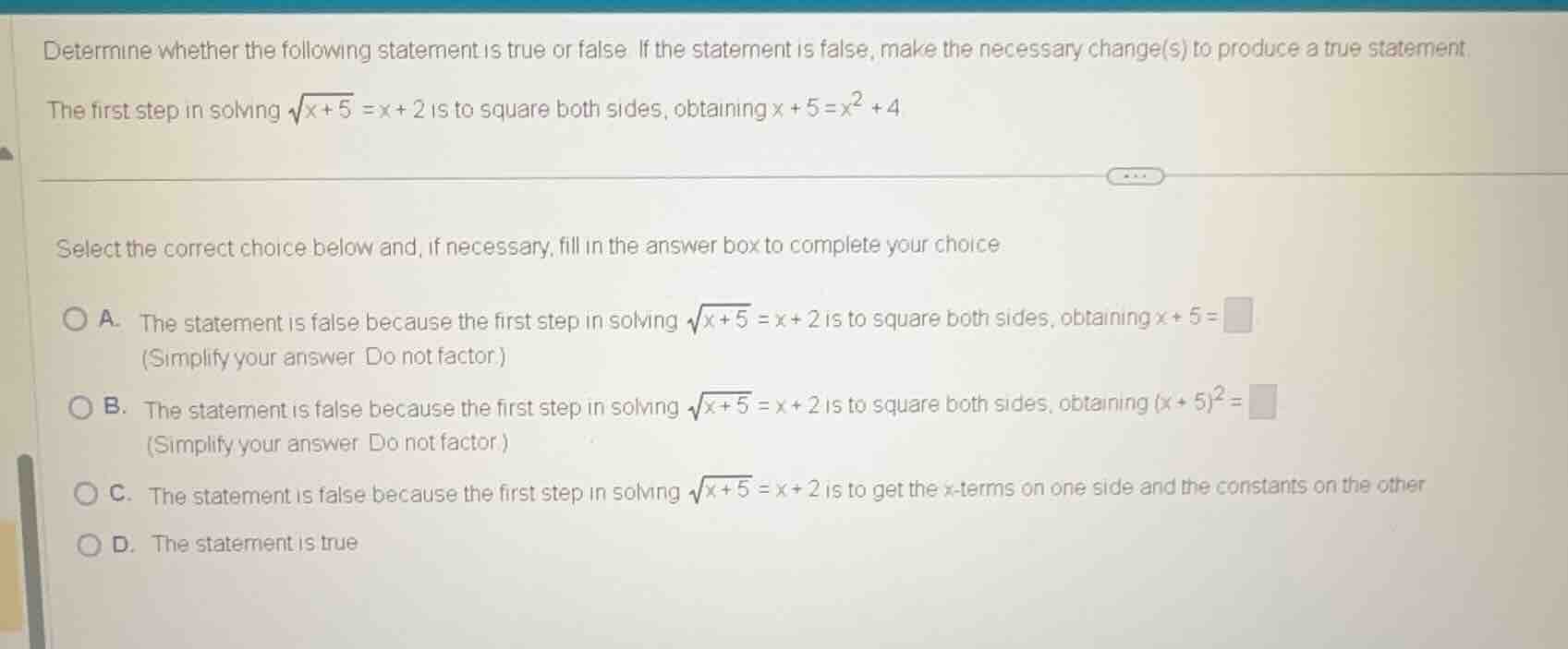 determine whether the following statement is true or false. if the stat…
