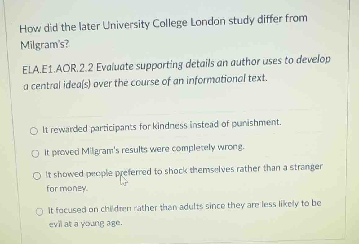 how did the later university college london study differ from milgrams?…