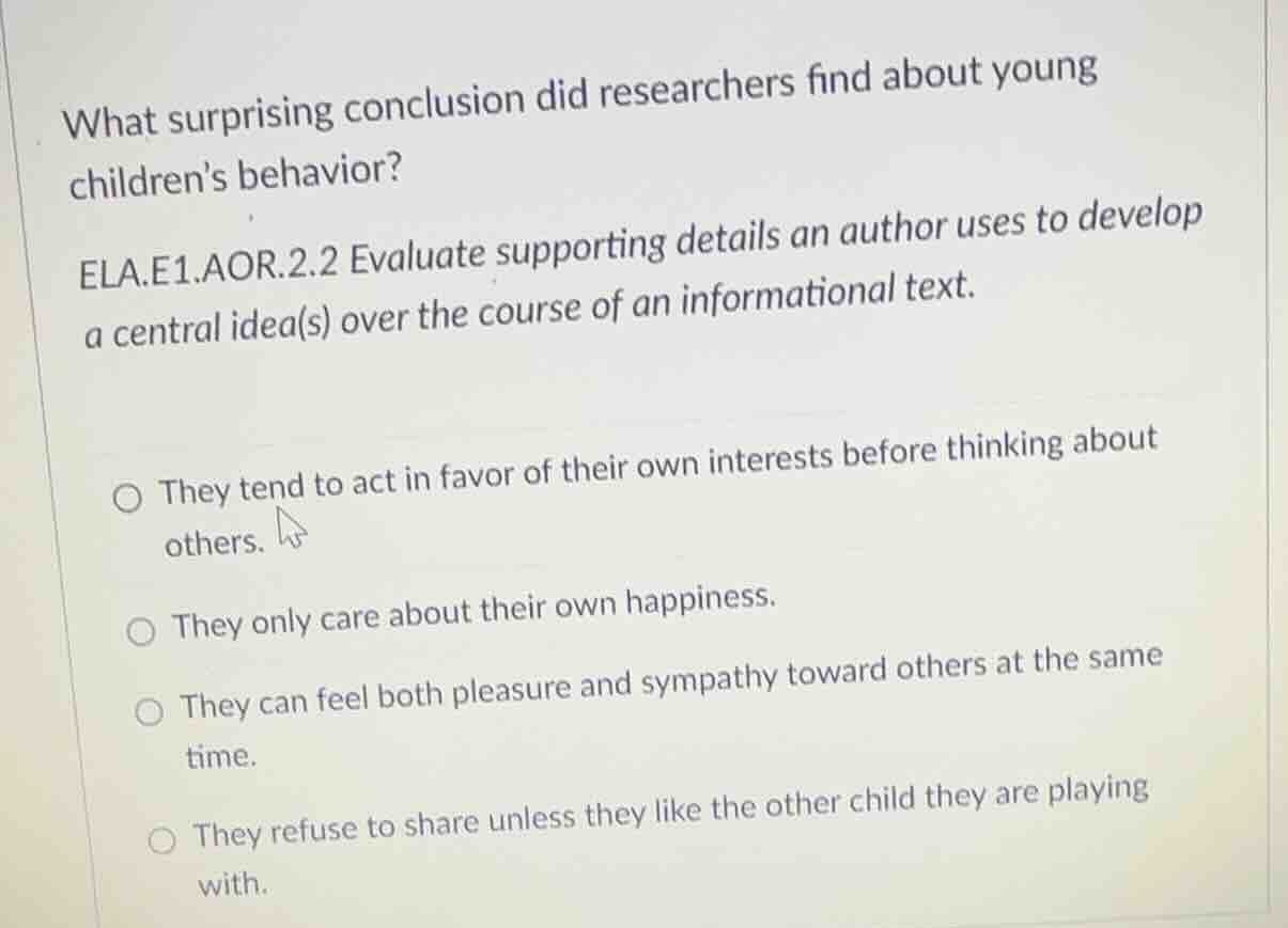 what surprising conclusion did researchers find about young childrens b…