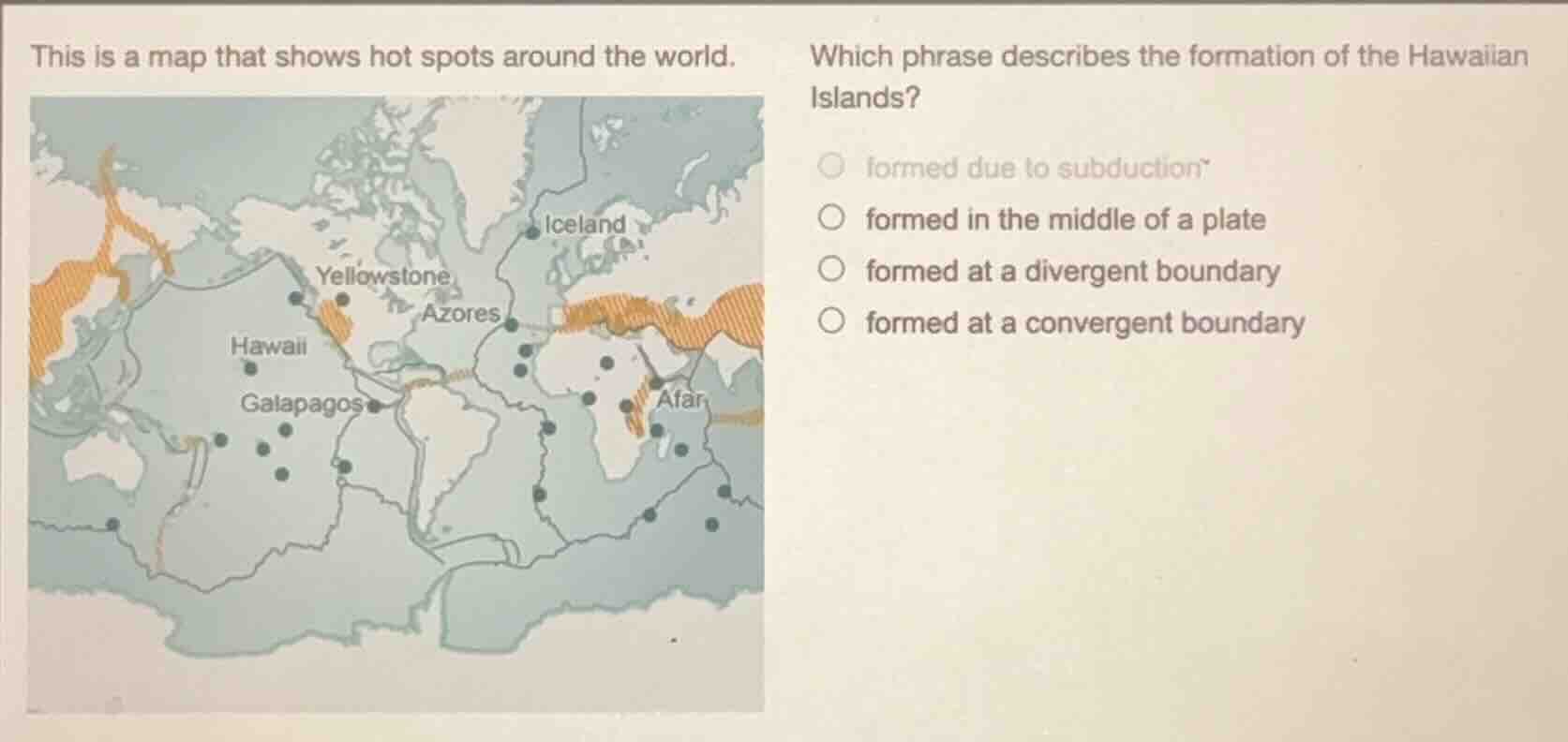 this is a map that shows hot spots around the world. which phrase descr…