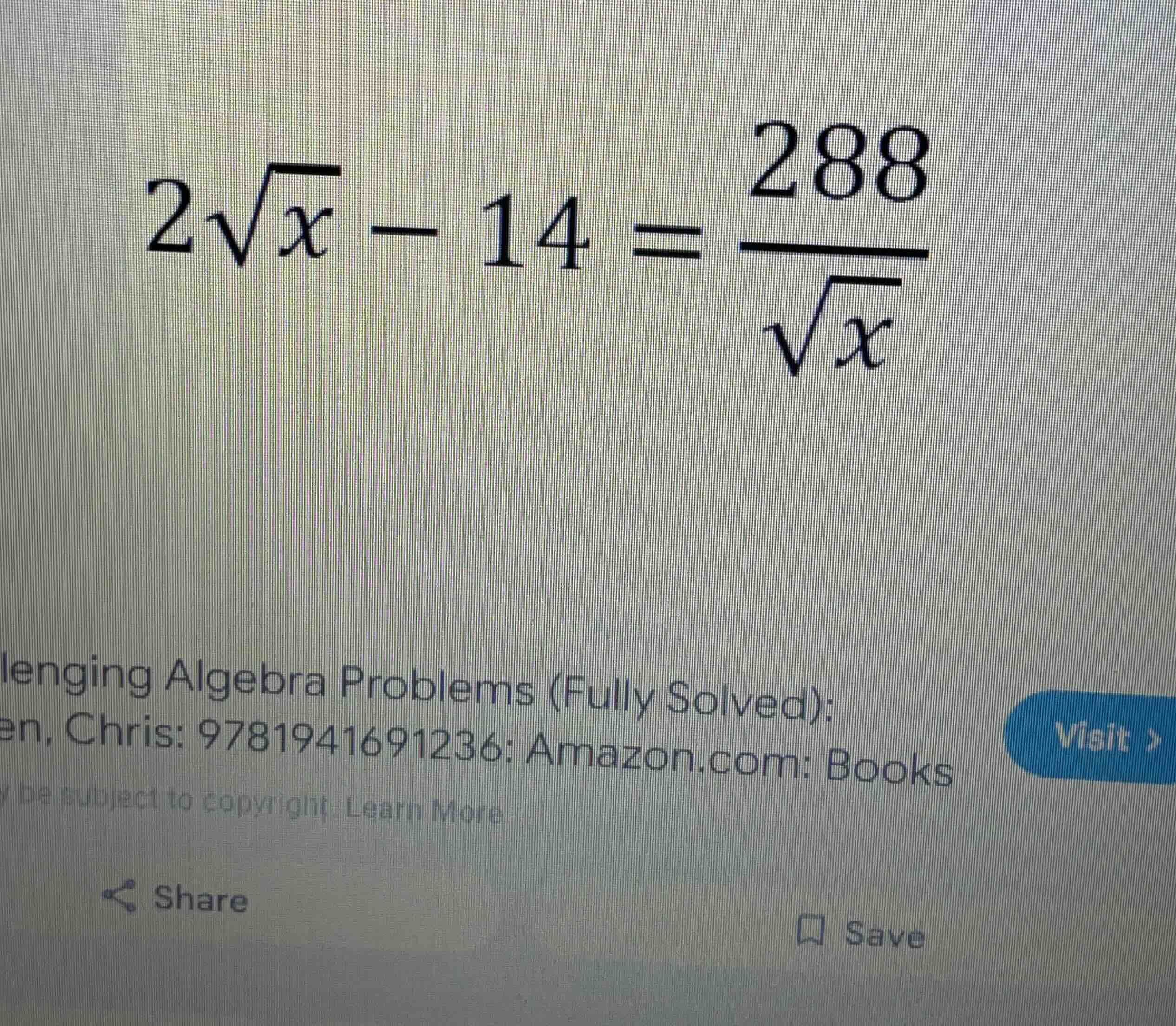 2√x - 14 = 288/√x