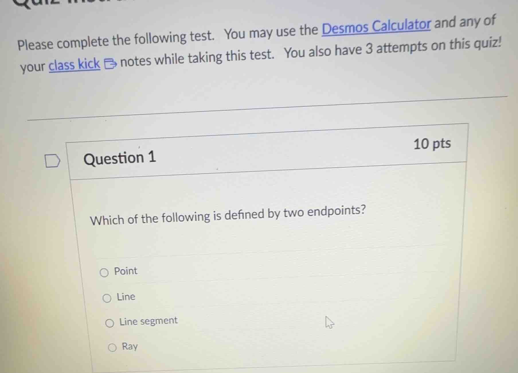 please complete the following test. you may use the desmos calculator a…