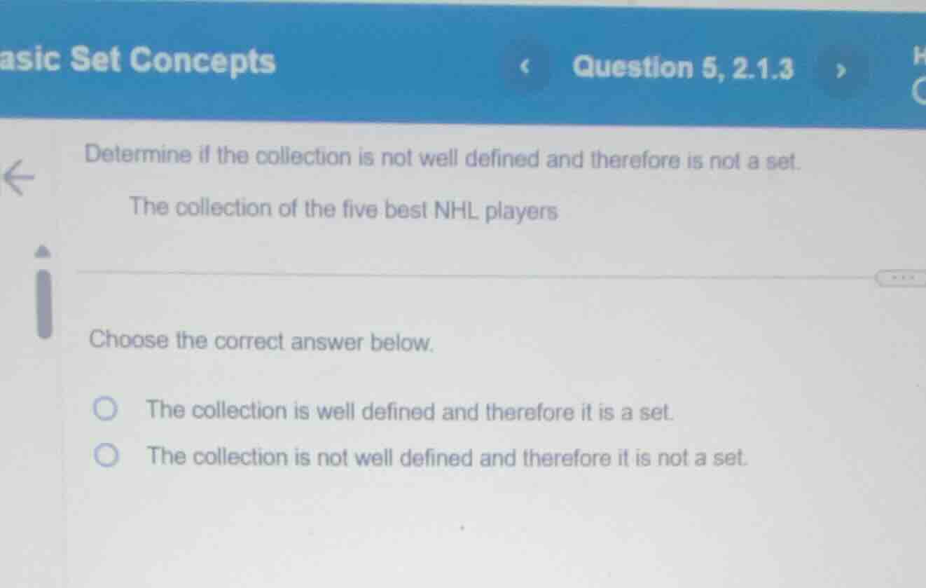 asic set concepts question 5, 2.1.3 determine if the collection is not …