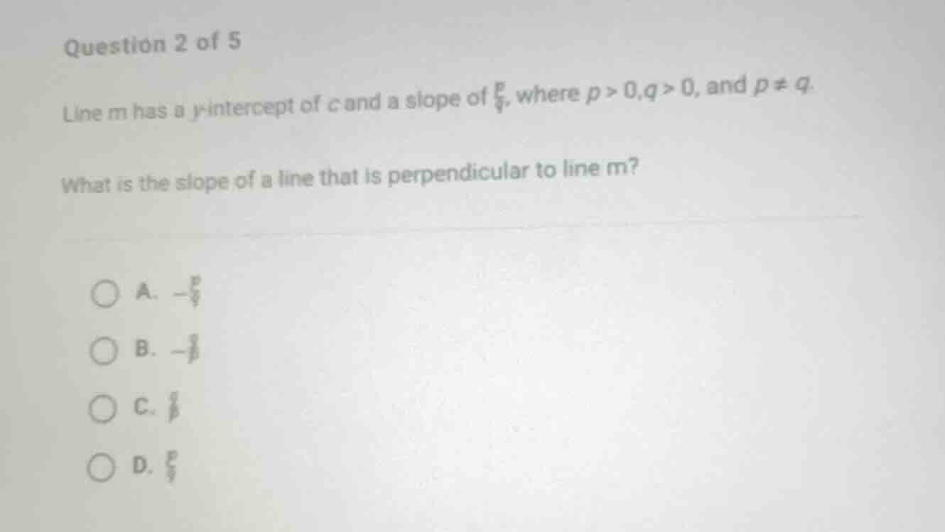 question 2 of 5 line m has a y-intercept of c and a slope of \\(\\frac{…
