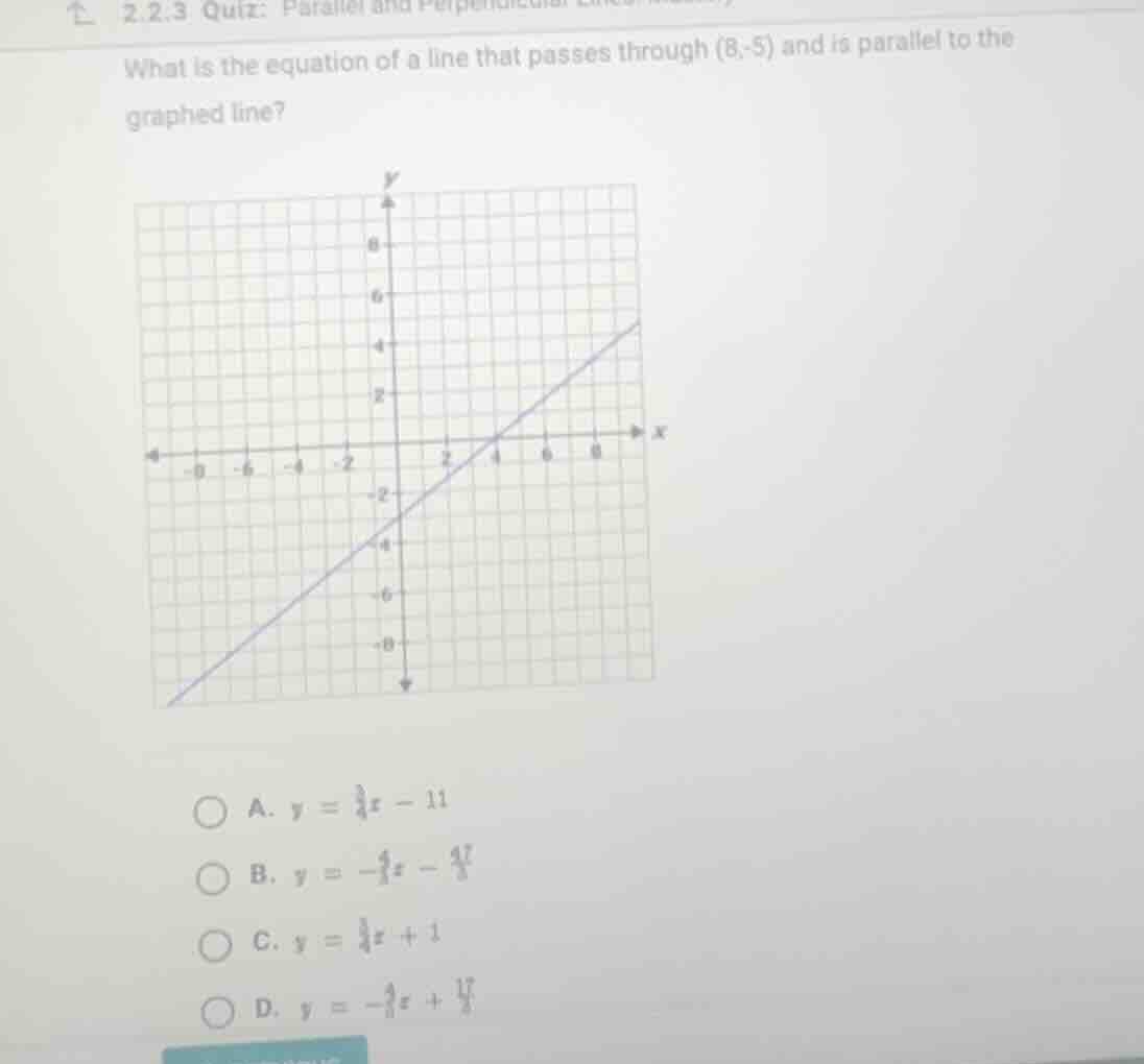 2.2.3 quiz: parallel and perpendicular lines what is the equation of a …
