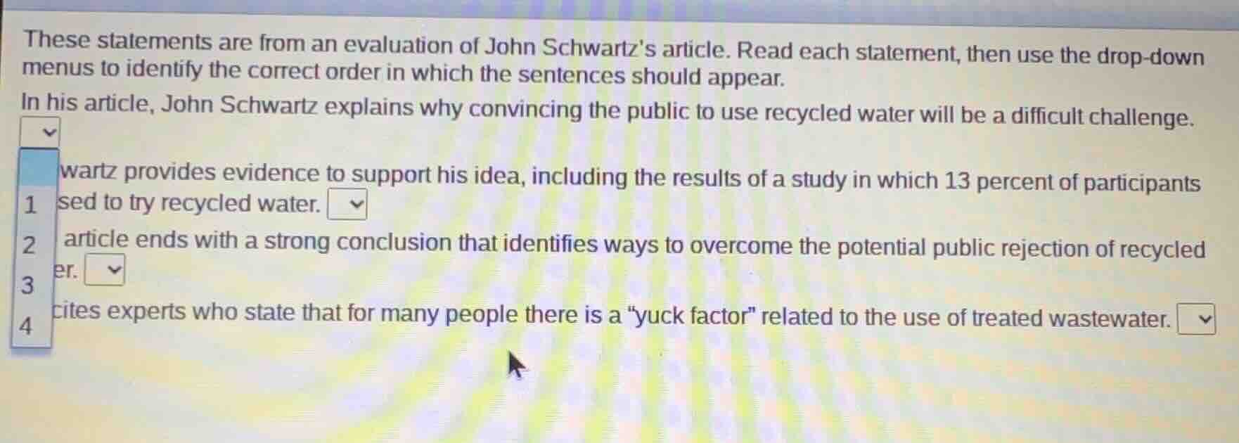 these statements are from an evaluation of john schwartzs article. read…