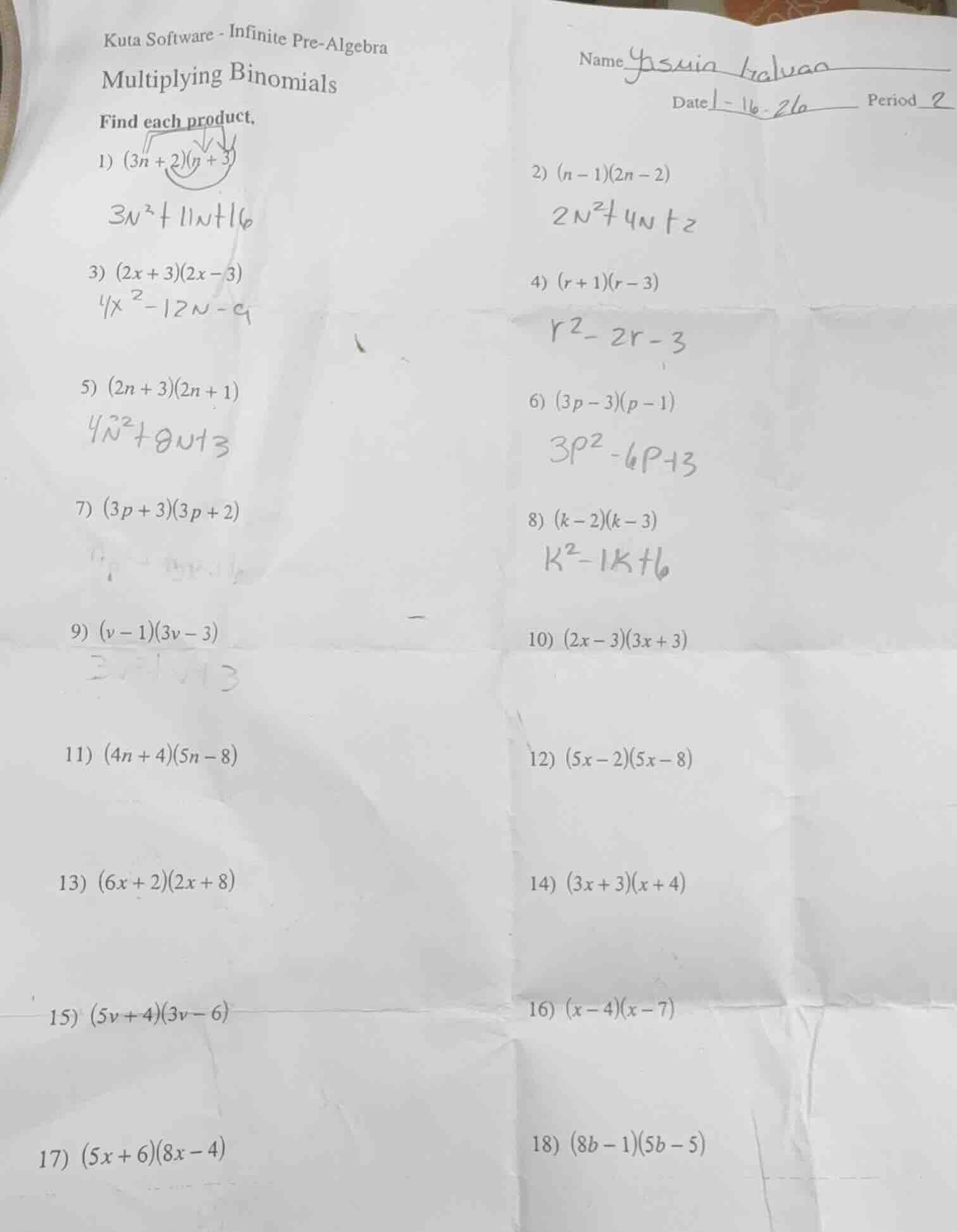 kuta software - infinite pre - algebra multiplying binomials find each …